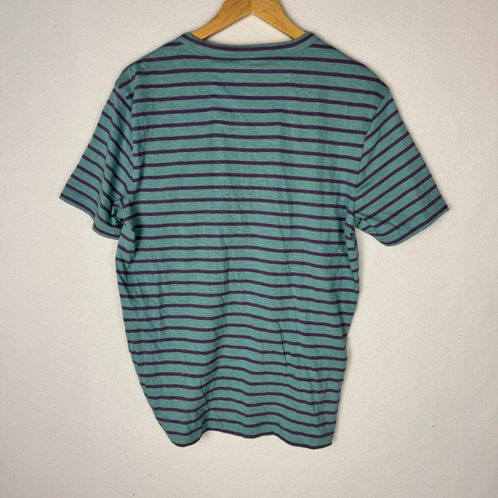 Nautica Jeans Co Mens Striped Crewneck T-Shirt Dusty Turquoise Purple K45510 S